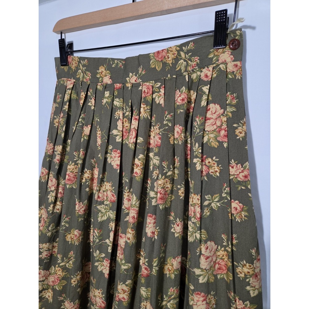 Ralph Lauren Country Floral Midi Skirt Sz 10 Cottage Rose Challis Cotton Romance - Picture 3 of 9